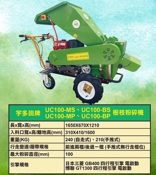 宇多田牌UC100 系列 樹枝粉碎機