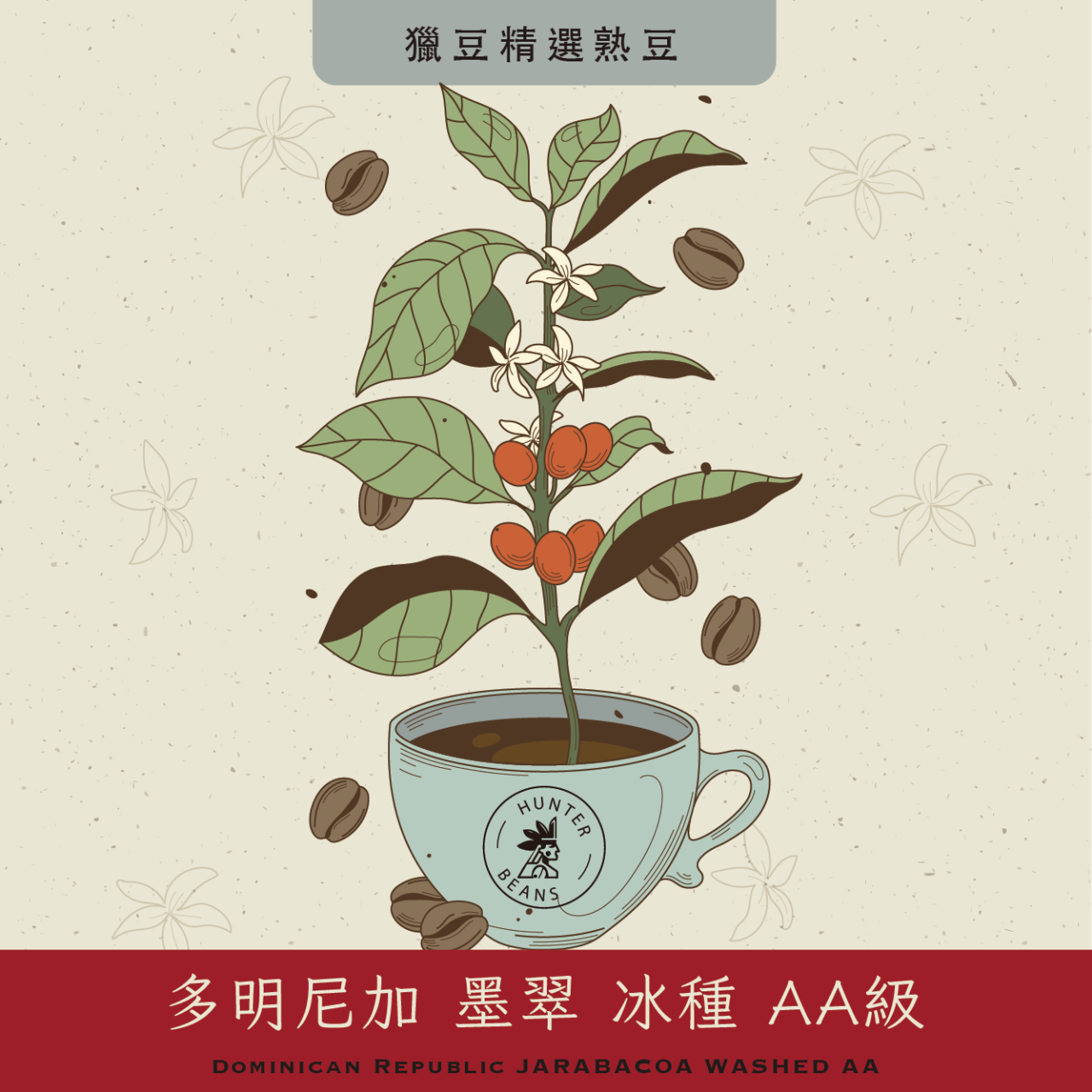 (咖啡熟豆) 獵豆工坊  多明尼加 墨翠 冰種 AA級  225g/450g  咖啡豆 