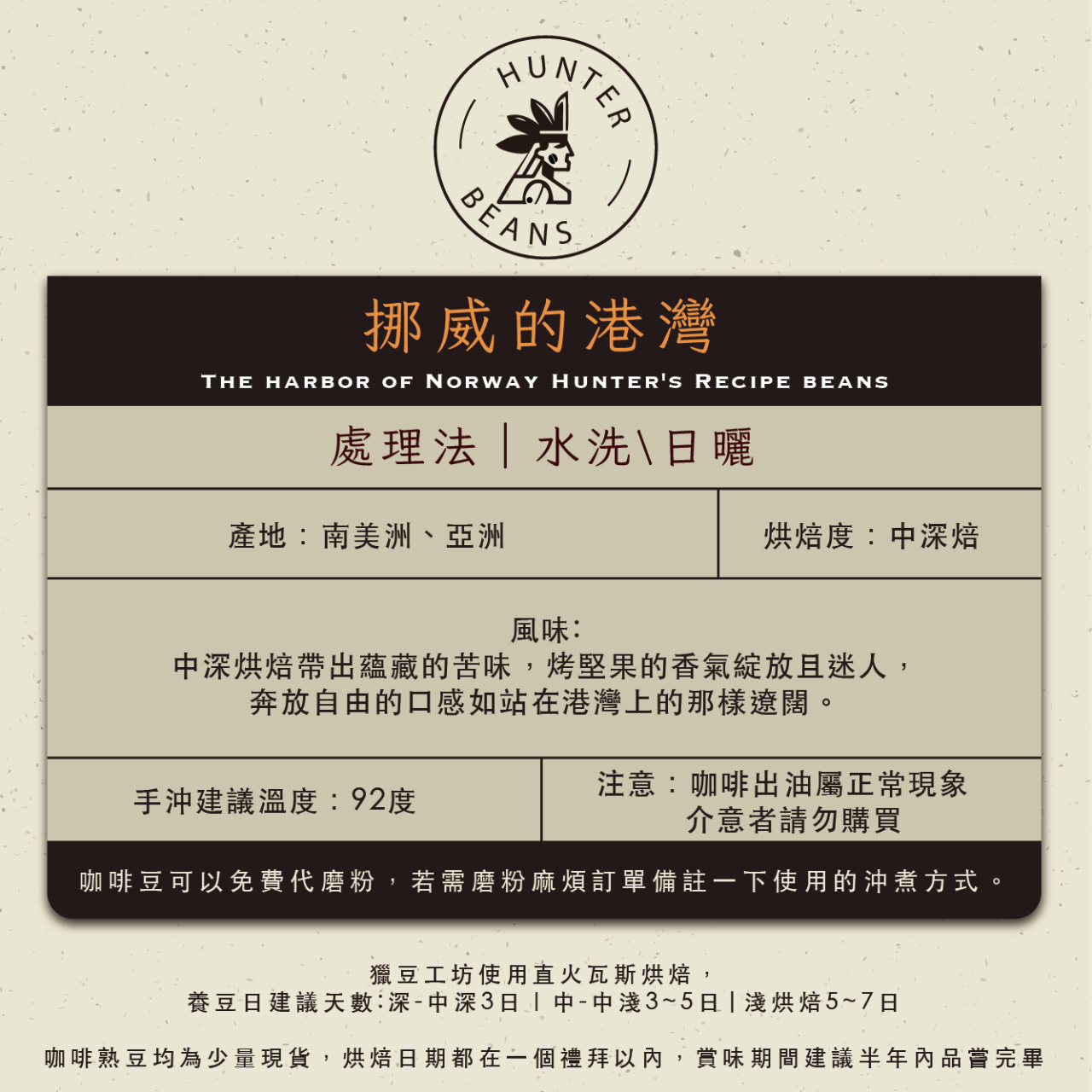 (咖啡熟豆) 獵豆工坊 挪威的港灣 獵式配方豆 225g/450g  咖啡豆 
