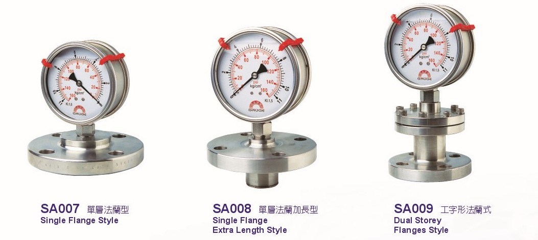 Flange type diaphragm pressure gauge