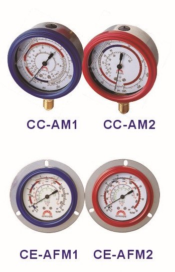 Liquid Filled Refrigeration Pressure Gauge (red/blue bezel)